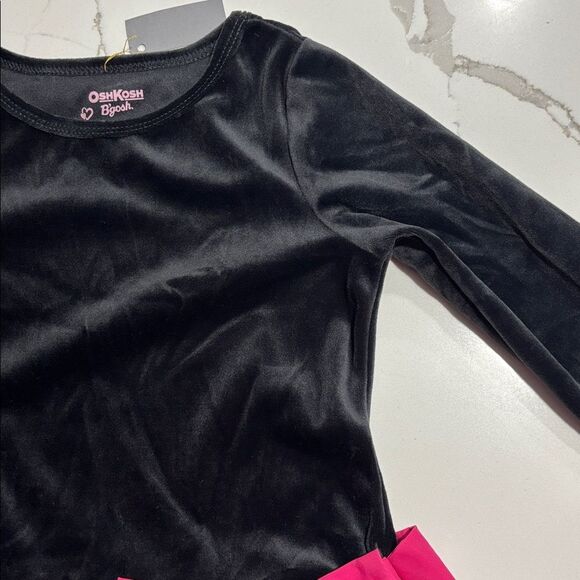 OshKosh B’Gosh | Girls Black Velour Pink Polka Dot Mini Puff Skirt Dress Size 6 - Picture 5 of 16